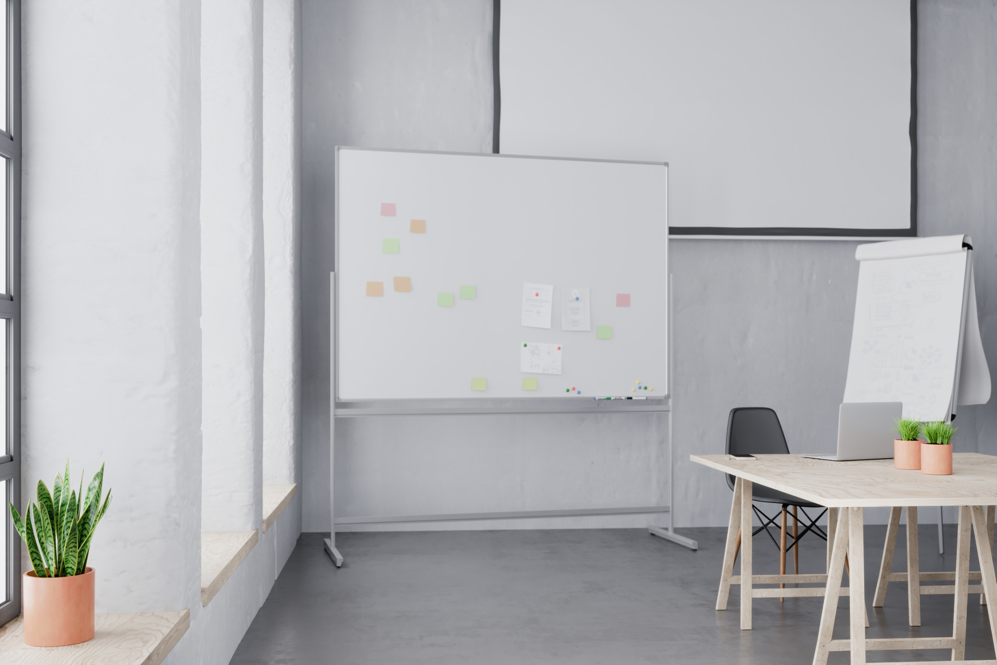 classroom-with-whiteboard-and-projection-screen